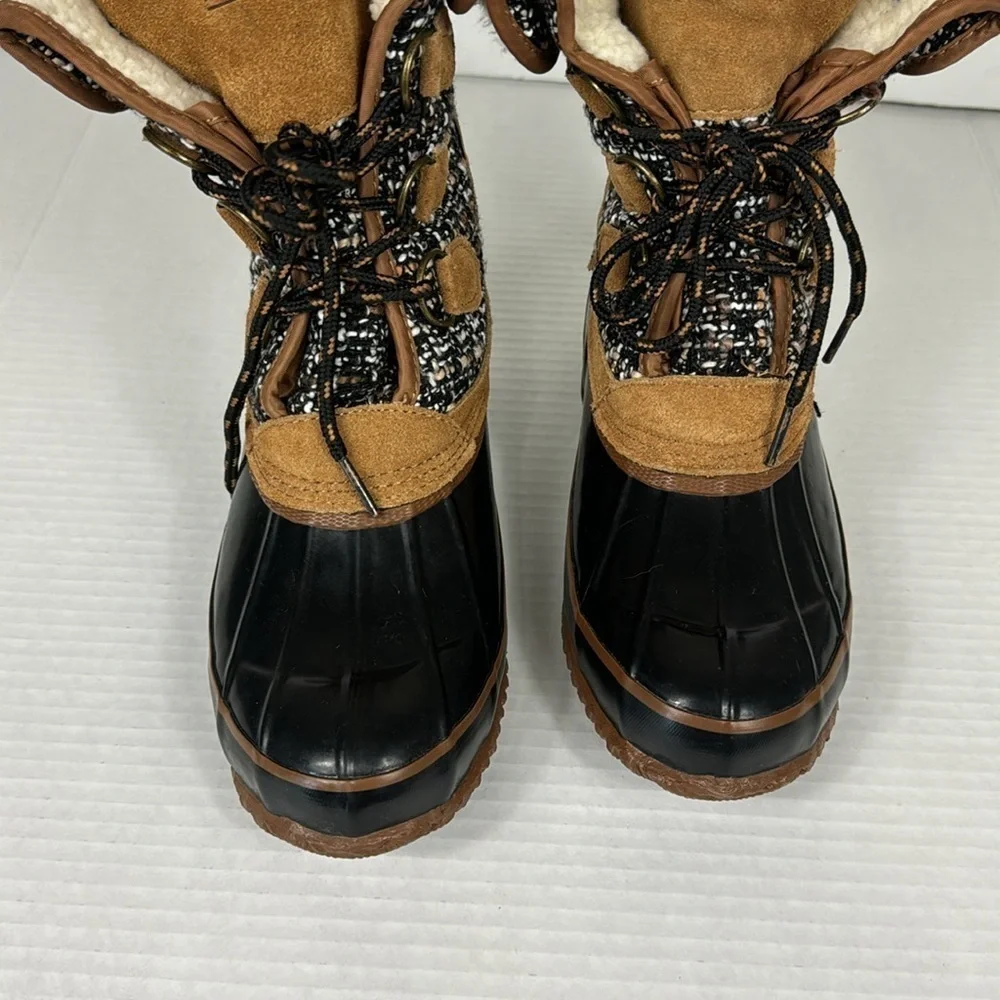 Khombu Women's 7M Duck Winter Boot Brown Tweed Jenna Lace‎ Up